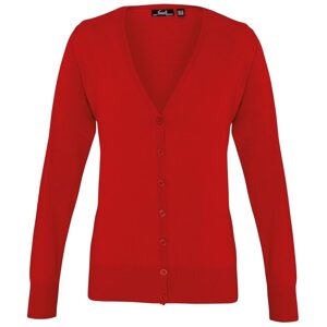 Premier Workwear Gombos női kardigán - Piros | XS