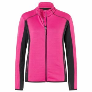James & Nicholson Női fleece sztreccs pulóver JN783 - Rózsaszín / sötétszürke | XL