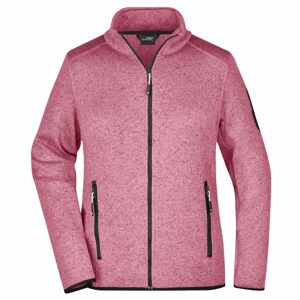 James & Nicholson Női kabát kötött fleeceből JN761 - Rózsaszín melírozott / off-white | L