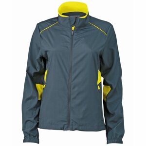 James & Nicholson Női futó kabát JN475 - Acélszürke / citromsárga | XL