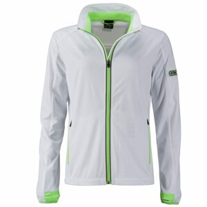 James & Nicholson Női sportos softshell kabát JN1125 - Fehér / világoszöld | L