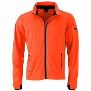 James & Nicholson Férfi sportos softshell kabát JN1126 - Élénk narancssárga / fekete | M
