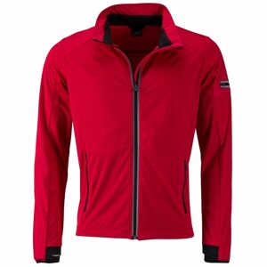 James & Nicholson Férfi sportos softshell kabát JN1126 - Világos piros / fekete | L