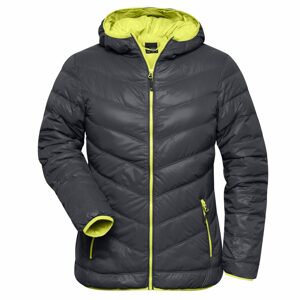 James & Nicholson Női könnyű pelyhes kabát JN1059 - Sötétszürke / sárgászöld | L