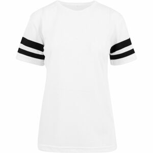 Build Your Brand Női sportos hálós póló csíkos ujjakkal - Fehér / fekete | XL