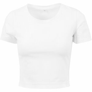 Build Your Brand Rövid ujjú női crop top póló - Fehér | XS