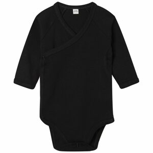 Babybugz Gyerek hosszú ujjú body Kimono - Fekete | 0-3 hónap