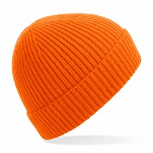 Beechfield Könnyű téli sapka bordázott kötött anyagból - Narancssárga