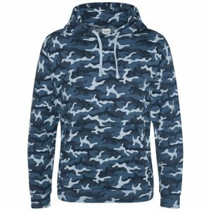 Just Hoods Terepmintás pulóver kapucnival - Terepszínű kék | XS