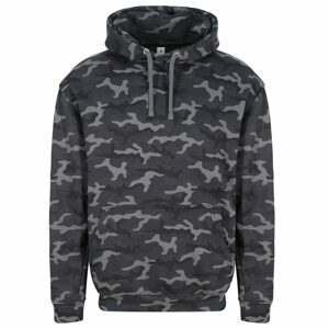 Just Hoods Terepmintás pulóver kapucnival - Terepszínű fekete | XS