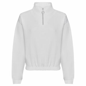 Just Hoods Női crop top pulóver rövid cipzárral - Sarkvidéki fehér | XXS