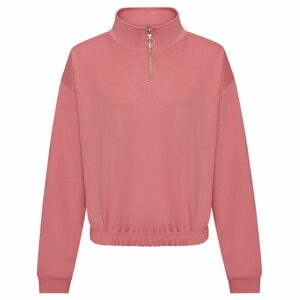 Just Hoods Női crop top pulóver rövid cipzárral - Világos rózsaszín | XL