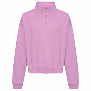 Just Hoods Női crop top pulóver rövid cipzárral - Levendulaszín | XL