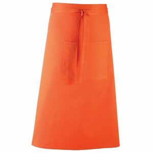 Premier Workwear Derékig érő hosszú kötény zsebbel - Narancssárga