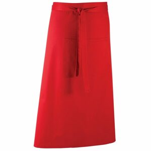 Premier Workwear Derékig érő hosszú kötény zsebbel - Piros