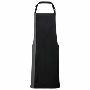 Premier Workwear Kétszínű kantáros szakácskötény - Fekete / sötétszürke