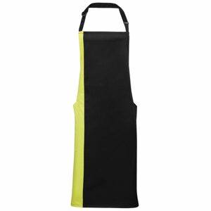 Premier Workwear Kétszínű kantáros szakácskötény - Fekete / limeszín