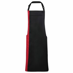 Premier Workwear Kétszínű kantáros szakácskötény - Fekete / piros