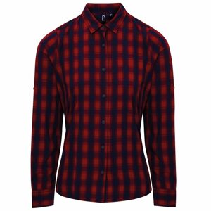 Premier Workwear Női pamut kockás ing - Piros / sötétkék | XL