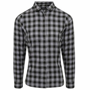 Premier Workwear Női pamut kockás ing - Acélszürke / fekete | XL