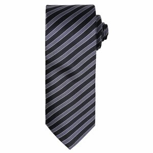 Premier Workwear Dupla csíkos nyakkendő - Fekete / sötétszürke