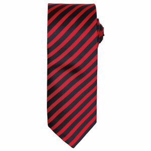 Premier Workwear Dupla csíkos nyakkendő - Piros / fekete