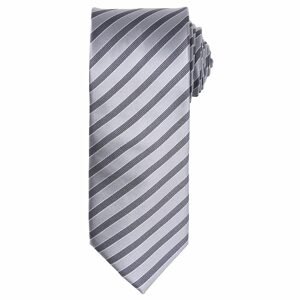 Premier Workwear Dupla csíkos nyakkendő - Ezüst / Sötétszürke