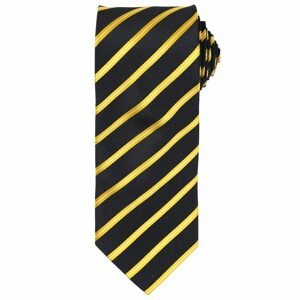 Premier Workwear Sportos csíkos nyakkendő - Fekete / arany