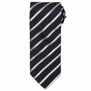 Premier Workwear Sportos csíkos nyakkendő - Fekete / ezüst