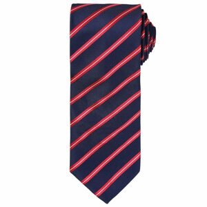 Premier Workwear Sportos csíkos nyakkendő - Sötétkék / piros