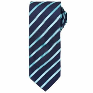 Premier Workwear Sportos csíkos nyakkendő - Sötétkék / türkiz