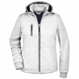 James & Nicholson Női sportos softshell kabát JN1077 - Fehér / fehér / sötétkék | L