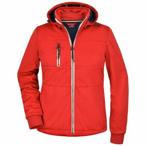 James & Nicholson Női sportos softshell kabát JN1077 - Piros / sötétkék / fehér | L
