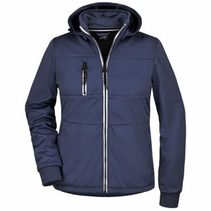 James & Nicholson Női sportos softshell kabát JN1077 - Sötétkék / sötétkék / fehér | L