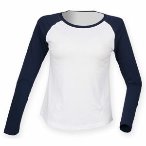 SF (Skinnifit) Hosszú ujjú kétszínű női póló - Fehér / sötétkék | XL
