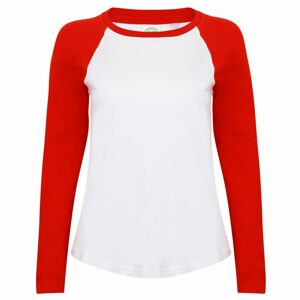 SF (Skinnifit) Hosszú ujjú kétszínű női póló - Fehér / piros | XS