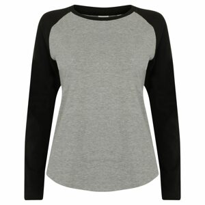 SF (Skinnifit) Hosszú ujjú kétszínű női póló - Szürke melírozott / fekete | L
