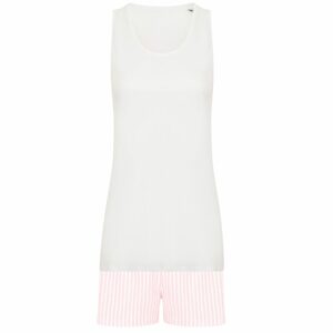 Towel City Rövid női pizsama szettben - Fehér / rózsaszín | XS