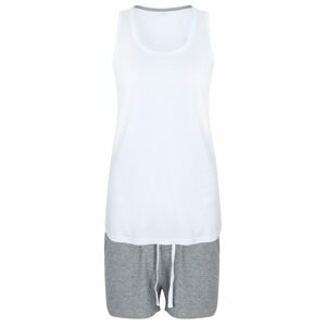Towel City Rövid női pizsama szettben - Fehér / szürke melírozott | XXL