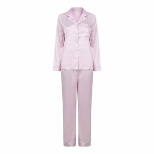 Towel City Hosszú női szatén pizsama - Világos rózsaszín | XS/S