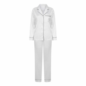 Towel City Hosszú női szatén pizsama - Fehér | XS/S