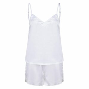 Towel City Női szatén pizsama szett - Fehér | M/L