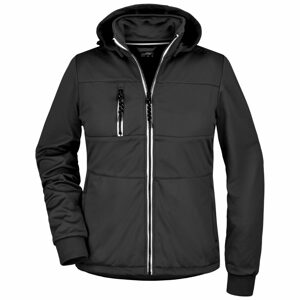 James & Nicholson Női sportos softshell kabát JN1077 - Fekete / fekete / fehér | XXL