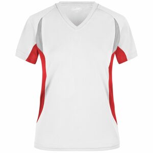 James & Nicholson Női rövid ujjú funkcionális póló JN390 - Fehér / piros | XL