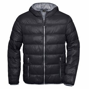 James & Nicholson Férfi könnyű pelyhes kabát JN1060 - Fekete / szürke | XXL