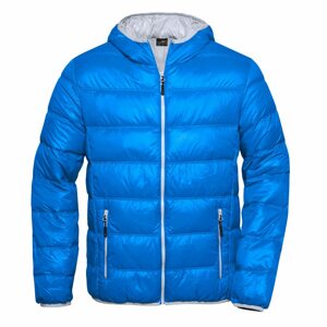 James & Nicholson Férfi könnyű pelyhes kabát JN1060 - Kék / ezüst | XXL