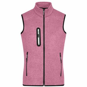 James & Nicholson Női mellény kötött fleece anyagból JN773 - Rózsaszín melírozott / off-white | XL