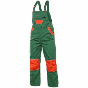 Canis Gyerek kantáros munkavédelmi nadrág PINOCCHIO - Zöld / narancssárga | 100 cm
