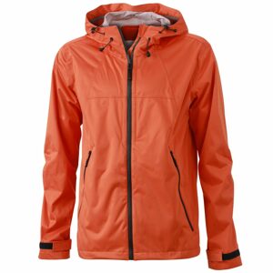James & Nicholson Férfi softshell kapucnis kabát JN1098 - Sötét narancssárga / acélszürke | M