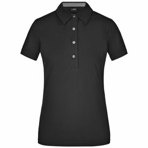 James & Nicholson Elegáns női galléros póló JN969 - Fekete / fekete / fehér | XL